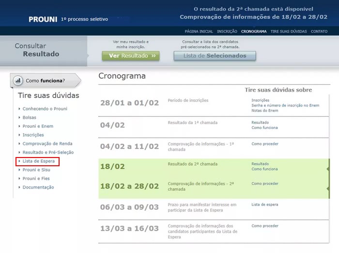 Lista de Espera Prouni 2022 Lista de Espera Prouni 2022